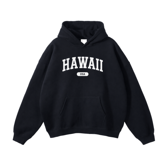 Collection 4 Hawaii Oversize Fleeced Hoodie - Black front