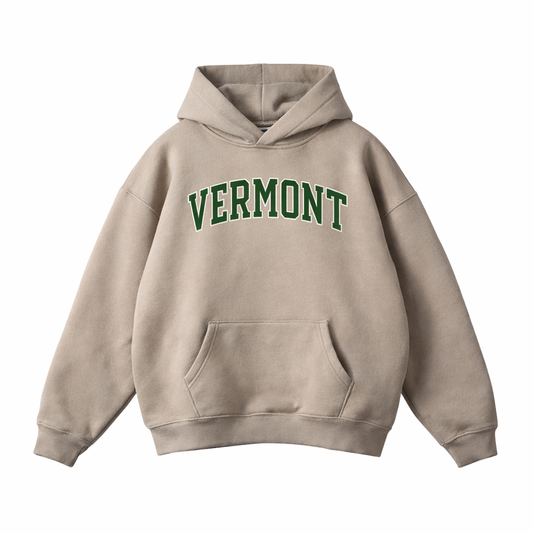 Collection 1 Vermont Oversize Fleeced Hoodie - Gray Apricot front
