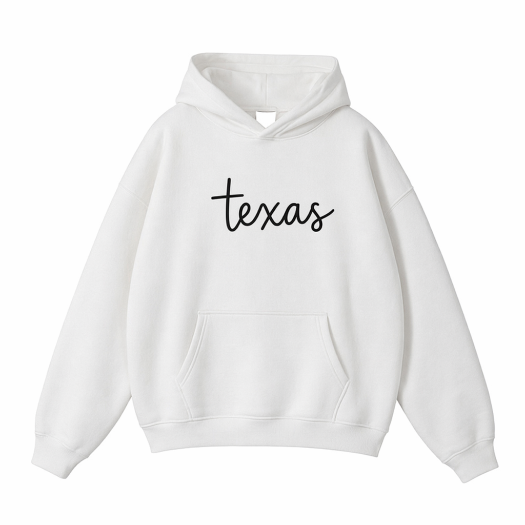 Collection 3 Texas Oversize Fleeced Hoodie - White front