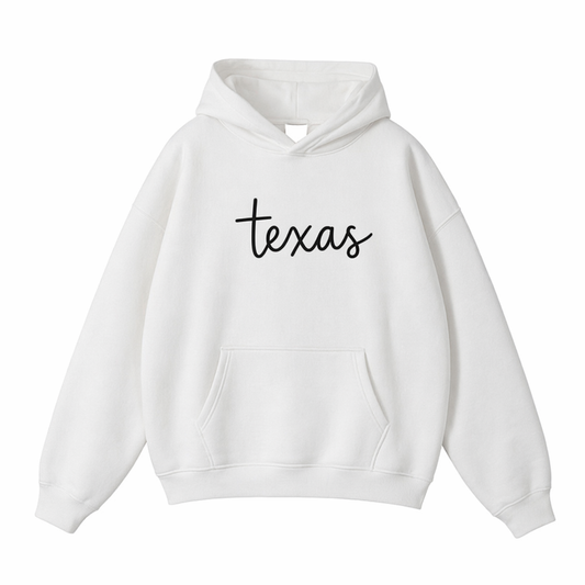 Collection 3 Texas Oversize Fleeced Hoodie - White front
