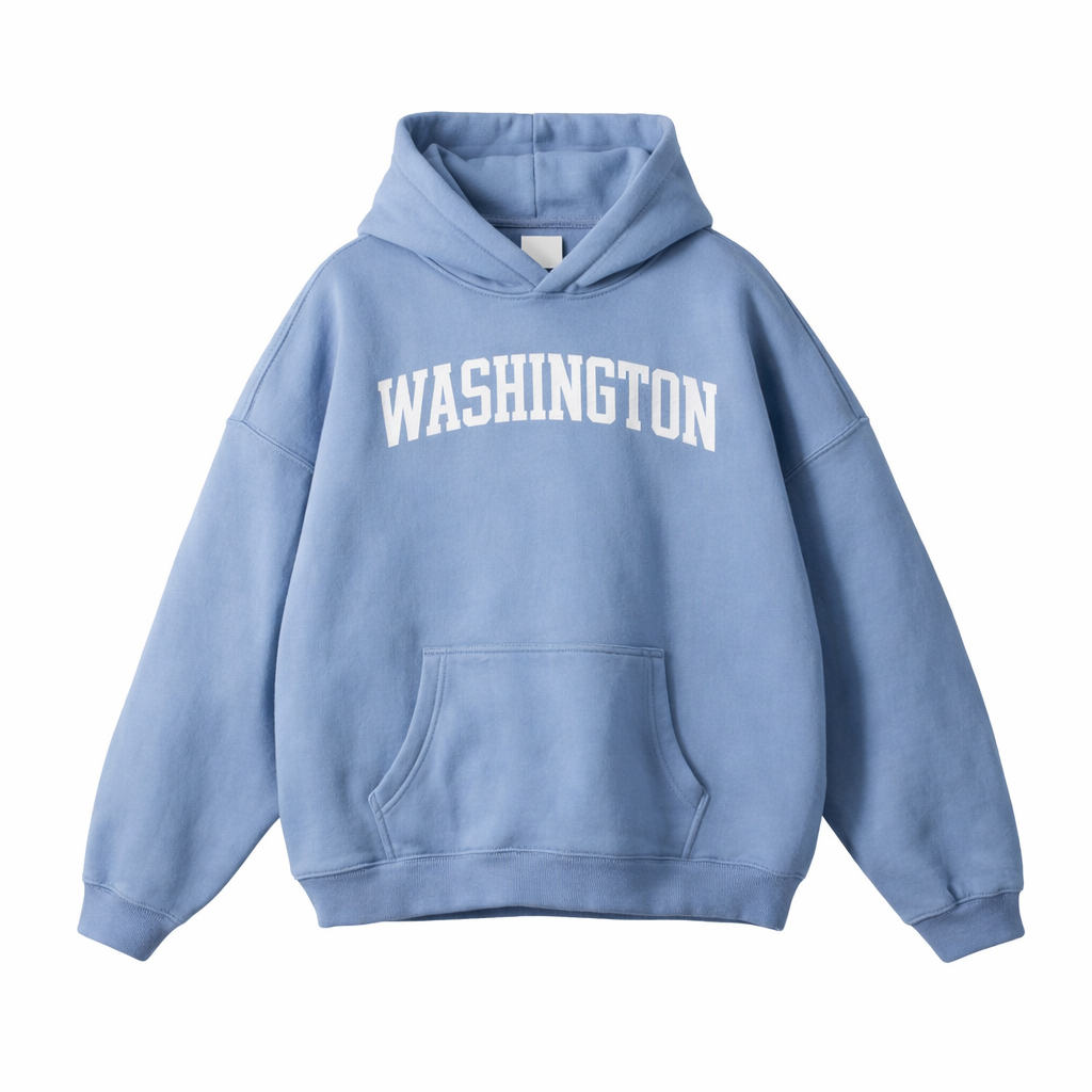 Collection 1 Washington Oversize Fleeced Hoodie - Medium Blue front