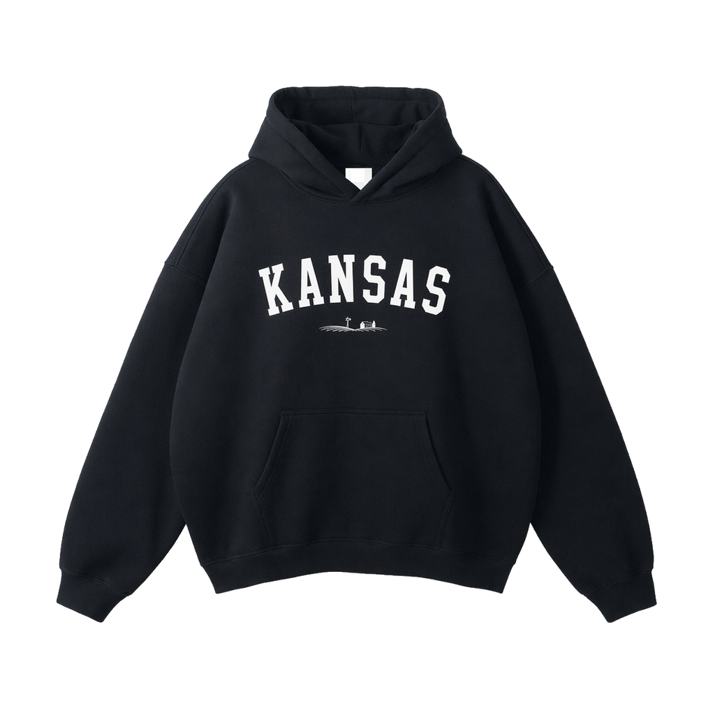 Collection 9 Kansas Oversize Fleeced Hoodie - Black front