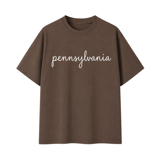 Collection 3 Pennsylvania Essential Cotton T-Shirt - Coffee front