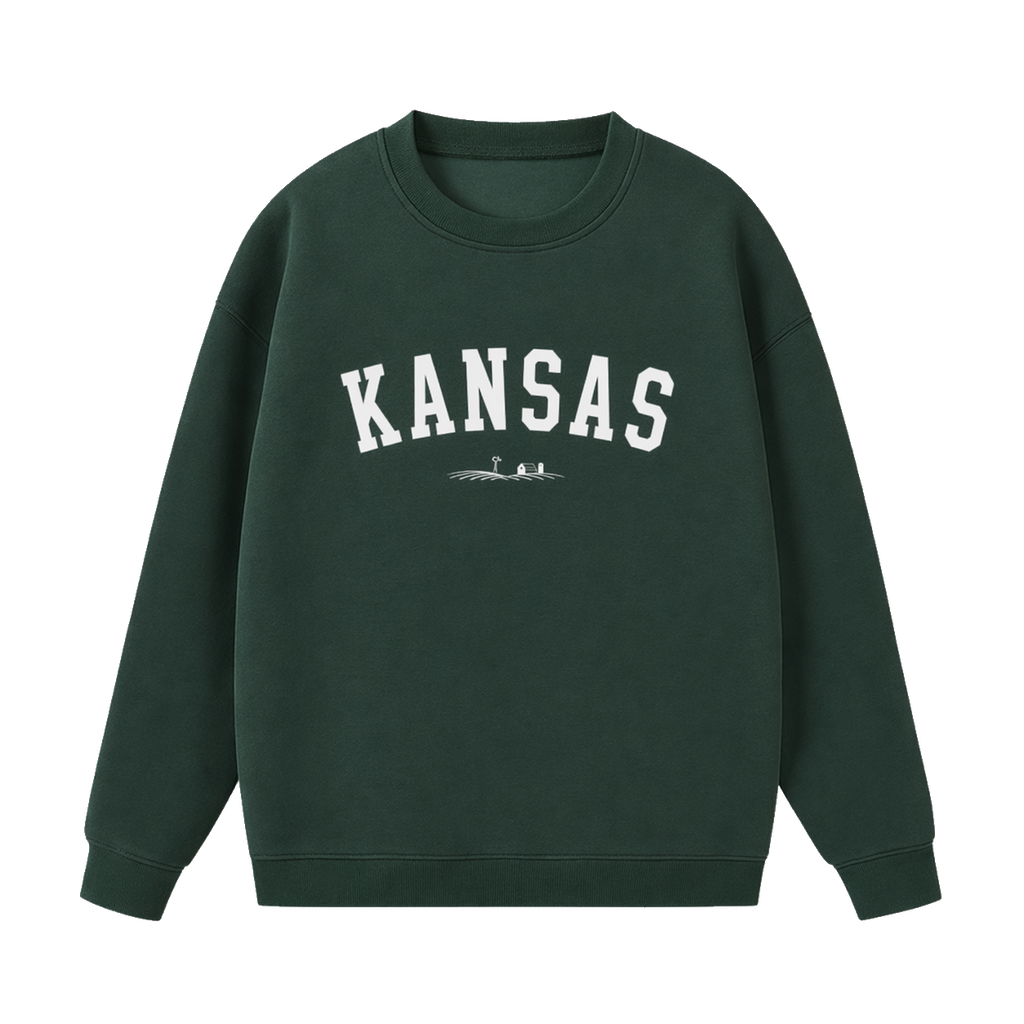 Collection 9 Kansas Essential Heavyweight Crewneck Sweatshirt - Dark Green front