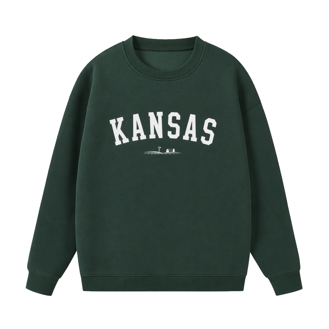 Collection 9 Kansas Essential Heavyweight Crewneck Sweatshirt - Dark Green front