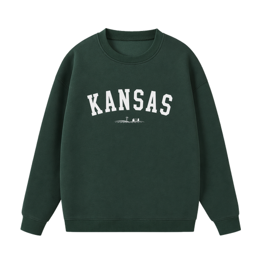 Collection 9 Kansas Essential Heavyweight Crewneck Sweatshirt - Dark Green front