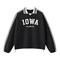 Collection 9 Iowa Contrast Striped Lapel Collar Sweatshirt - Black front