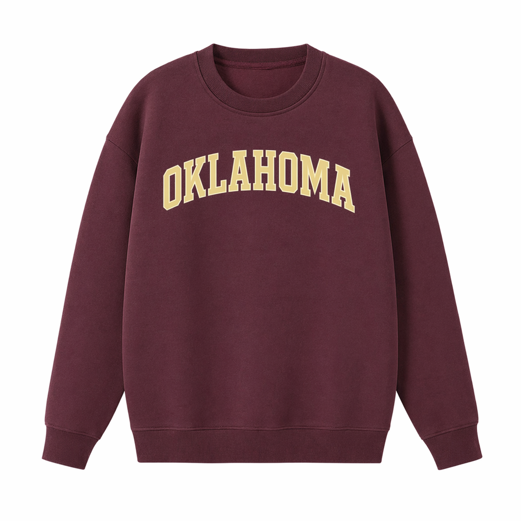 Collection 1 Oklahoma Essential Heavyweight Crewneck Sweatshirt - Dull Red front