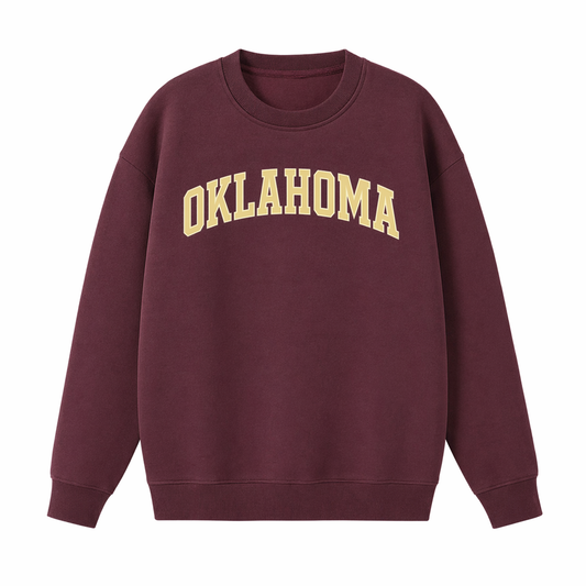 Collection 1 Oklahoma Essential Heavyweight Crewneck Sweatshirt - Dull Red front