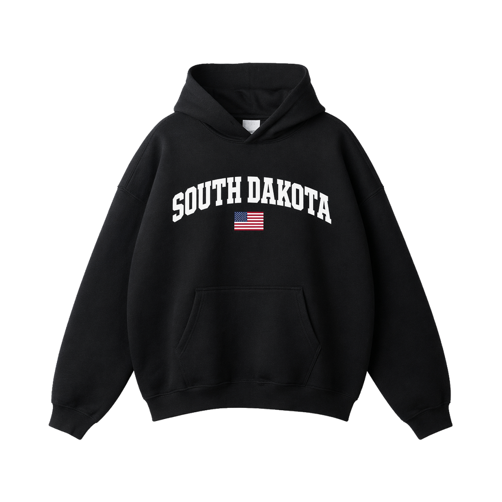 Collection 2 South Dakota Oversize Fleeced Hoodie - Black front