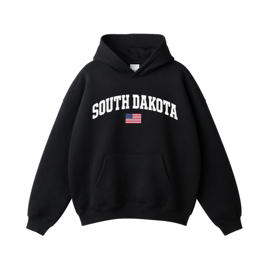 Collection 2 South Dakota Oversize Fleeced Hoodie - Black front