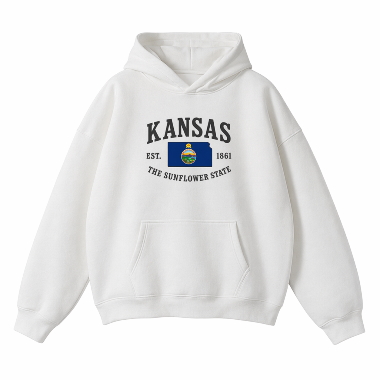 Collection 8 Kansas Oversize Fleeced Hoodie - White front