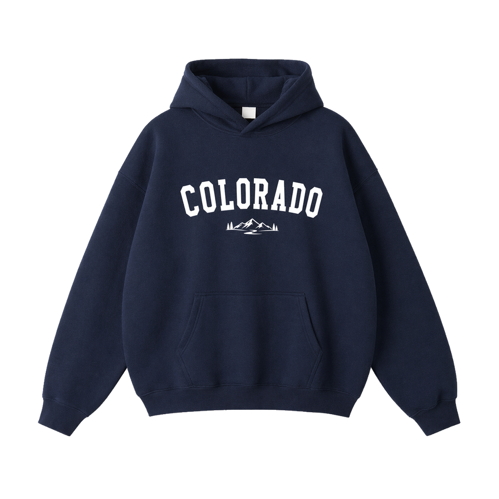 Collection 9 Colorado Oversize Fleeced Hoodie - Navy Blue front