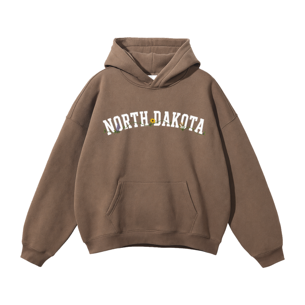 Collection 10 North Dakota Oversize Fleeced Hoodie - Brown front