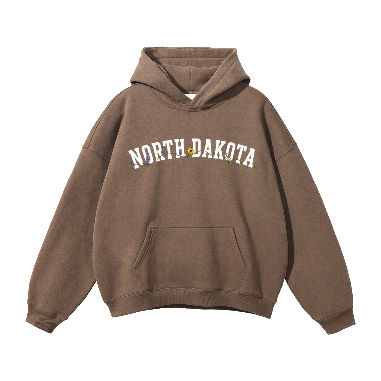 Collection 10 North Dakota Oversize Fleeced Hoodie - Brown front