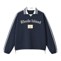 Collection 6 Rhode Island Contrast Striped Lapel Collar Sweatshirt - Royal Blue front