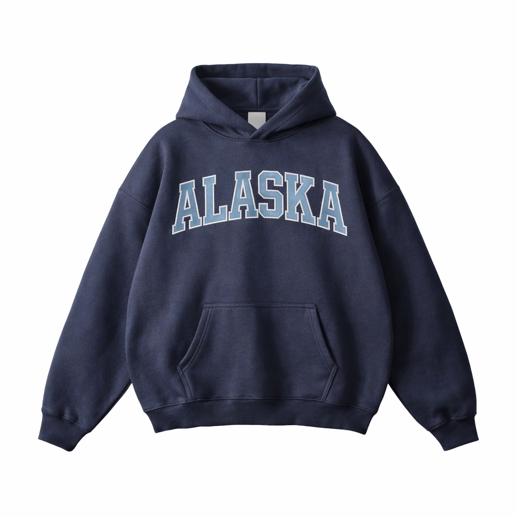 Collection 1 Alaska Oversize Fleeced Hoodie - Navy Blue front