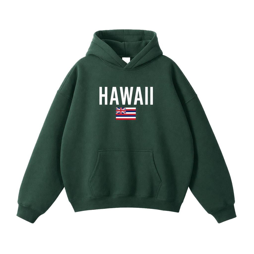 Collection 7 Hawaii Oversize Fleeced Hoodie - Eden Green front