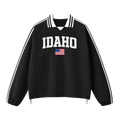 Collection 2 Idaho Contrast Striped Lapel Collar Sweatshirt - Black front