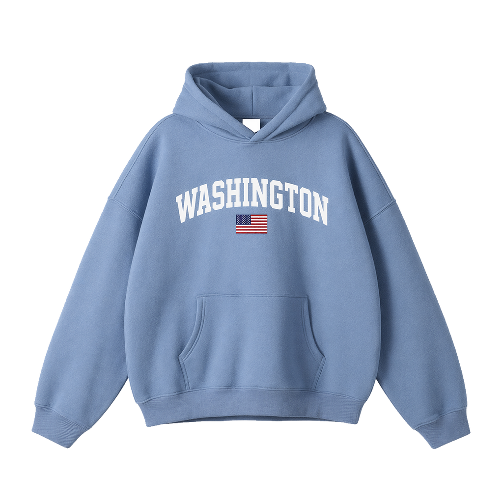 Collection 2 Washington Oversize Fleeced Hoodie - Medium Blue front