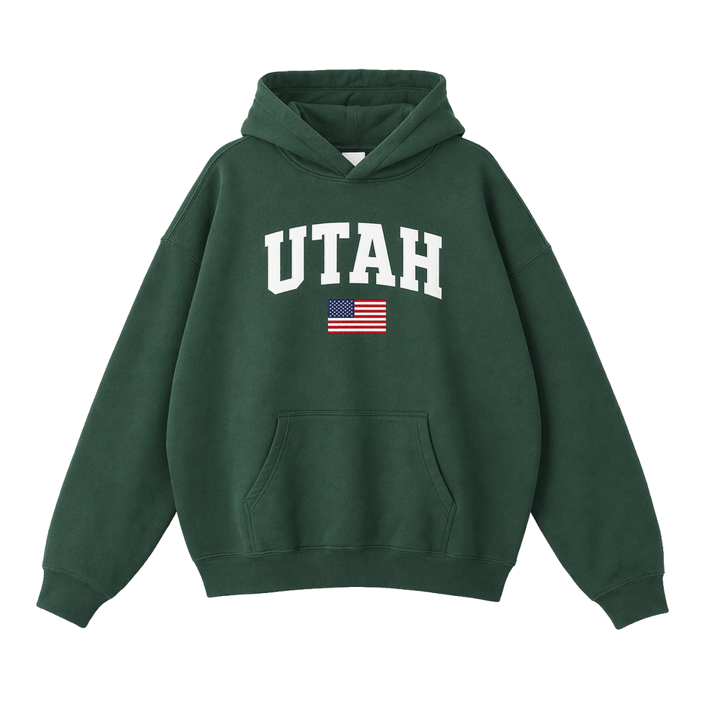 Collection 2 Utah Oversize Fleeced Hoodie - Eden Green front