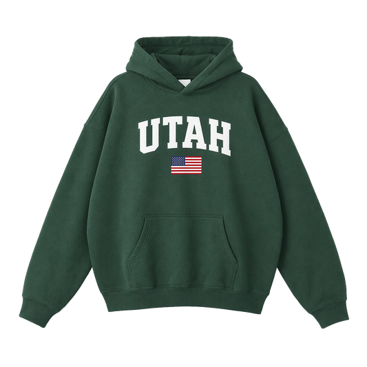 Collection 2 Utah Oversize Fleeced Hoodie - Eden Green front