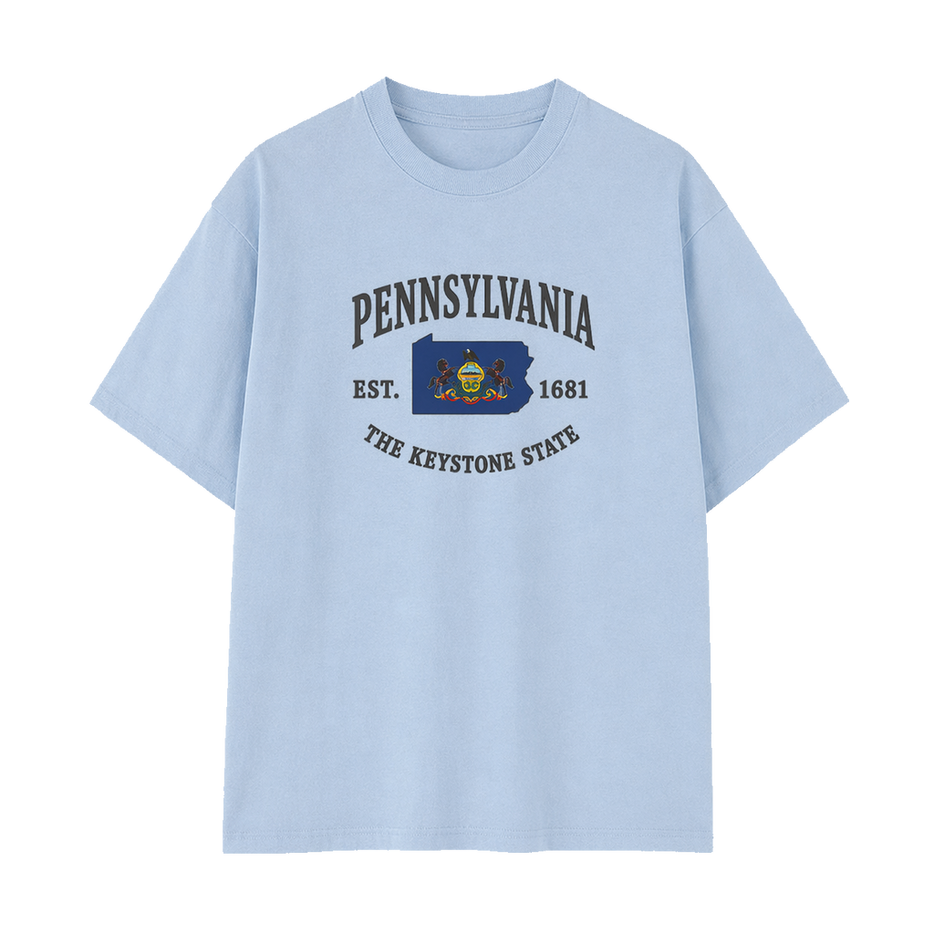 Collection 8 Pennsylvania Essential Cotton T-Shirt - Light Blue front