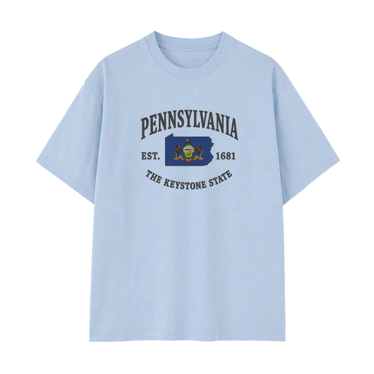 Collection 8 Pennsylvania Essential Cotton T-Shirt - Light Blue front