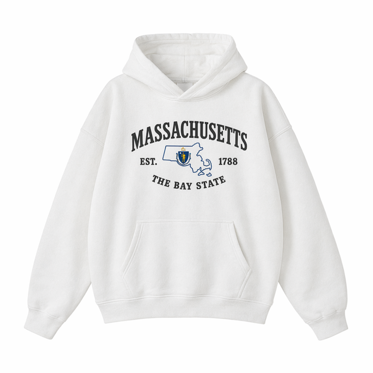 Collection 8 Massachusetts Oversize Fleeced Hoodie - White front