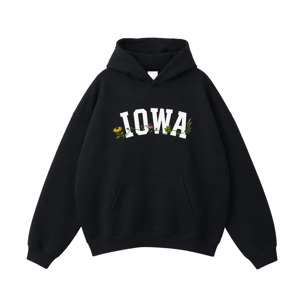 Collection 10 Iowa Oversize Fleeced Hoodie - Black front