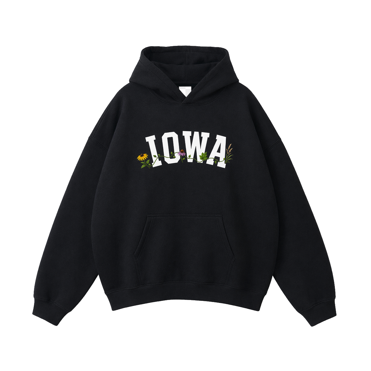 Collection 10 Iowa Oversize Fleeced Hoodie - Black front