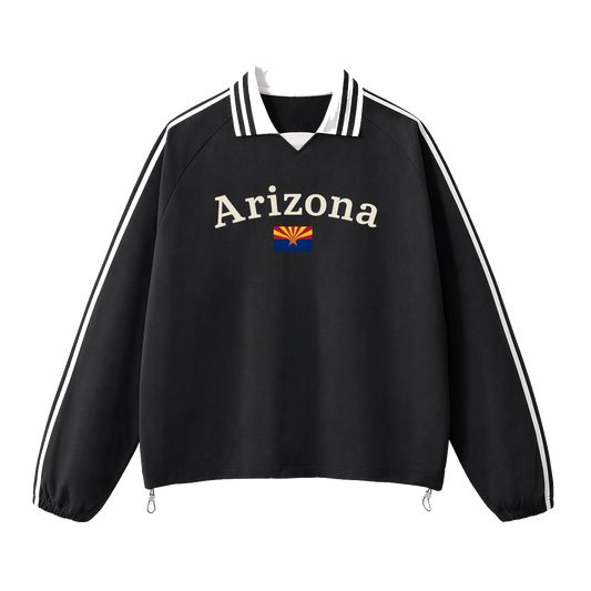Collection 6 Arizona Contrast Striped Lapel Collar Sweatshirt - Black front