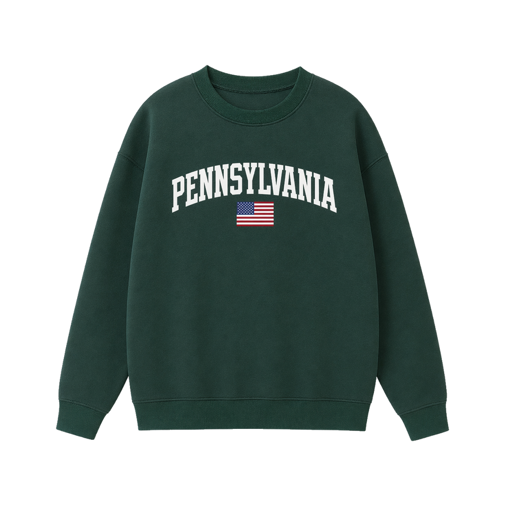 Collection 2 Pennsylvania Essential Heavyweight Crewneck Sweatshirt - Dark Green front