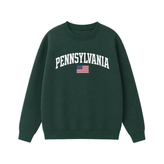 Collection 2 Pennsylvania Essential Heavyweight Crewneck Sweatshirt - Dark Green front