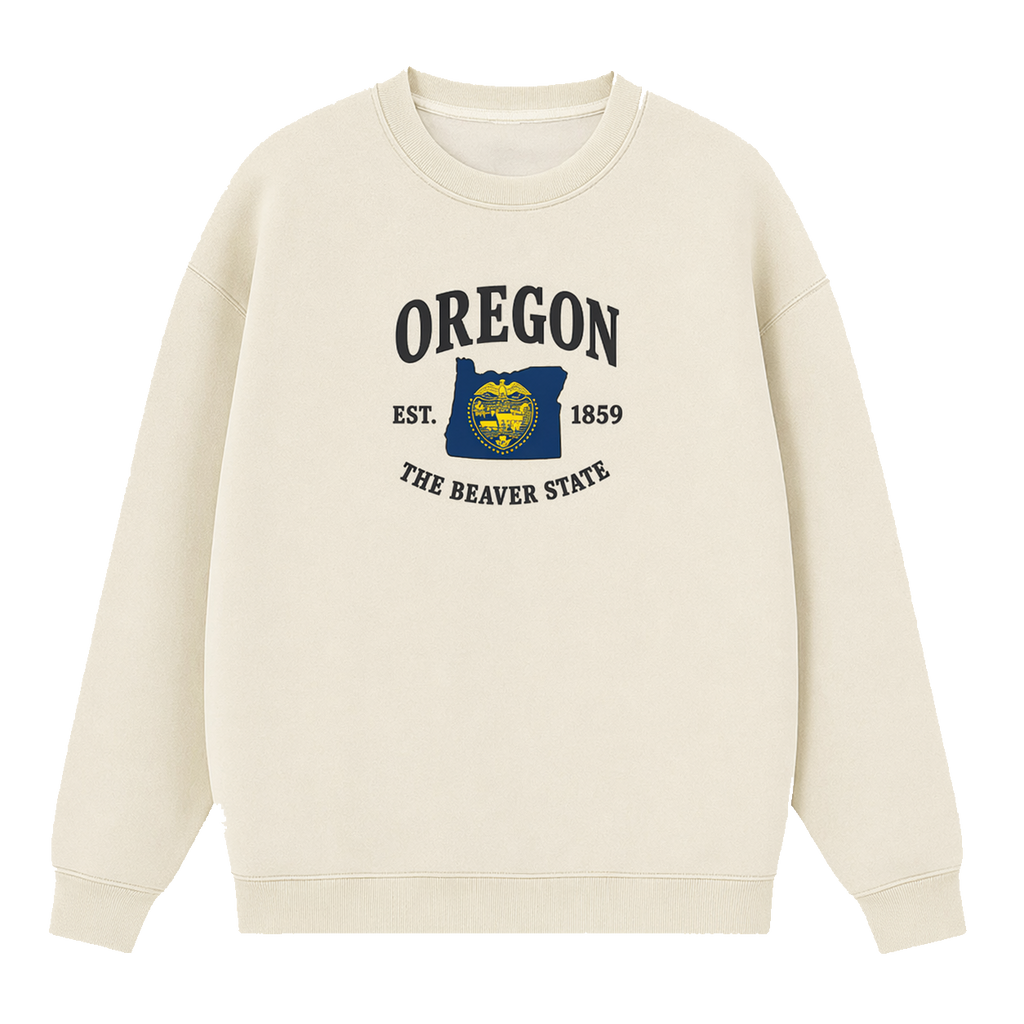 Collection 8 Oregon Essential Heavyweight Crewneck Sweatshirt - Cream front