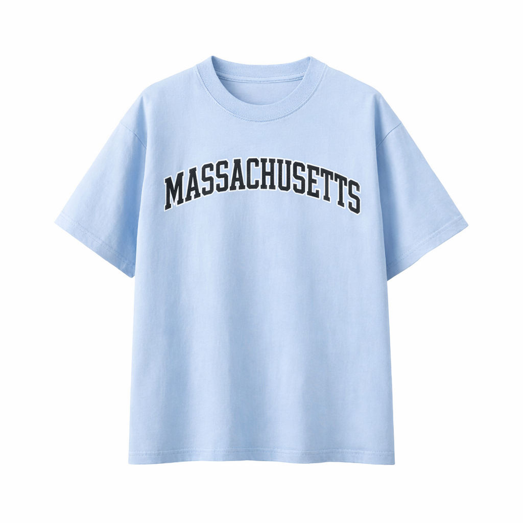 Collection 1 Massachusetts Essential Cotton T-Shirt - Light Blue front