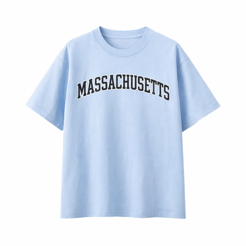 Collection 1 Massachusetts Essential Cotton T-Shirt - Light Blue front