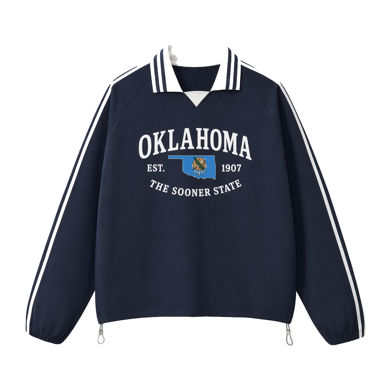 Collection 8 Oklahoma Contrast Striped Lapel Collar Sweatshirt - Royal Blue front