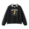 Collection 8 New Jersey Contrast Striped Lapel Collar Sweatshirt - Black front