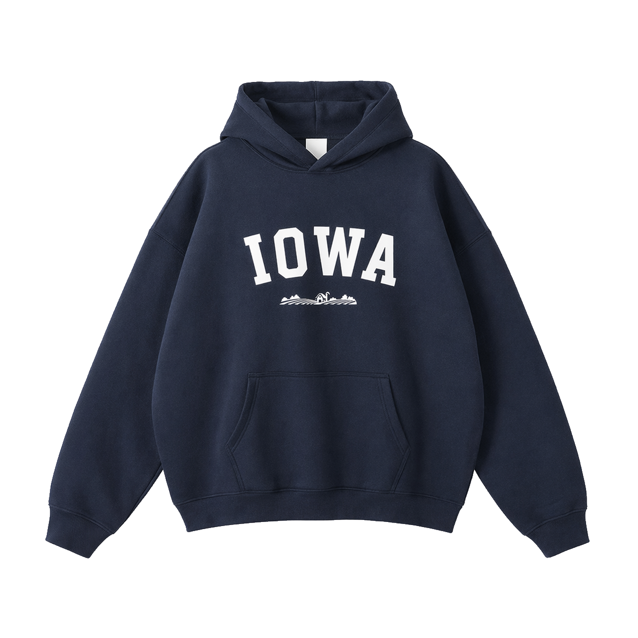Collection 9 Iowa Oversize Fleeced Hoodie - Navy Blue front