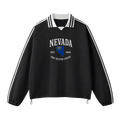 Collection 8 Nevada Contrast Striped Lapel Collar Sweatshirt - Black front
