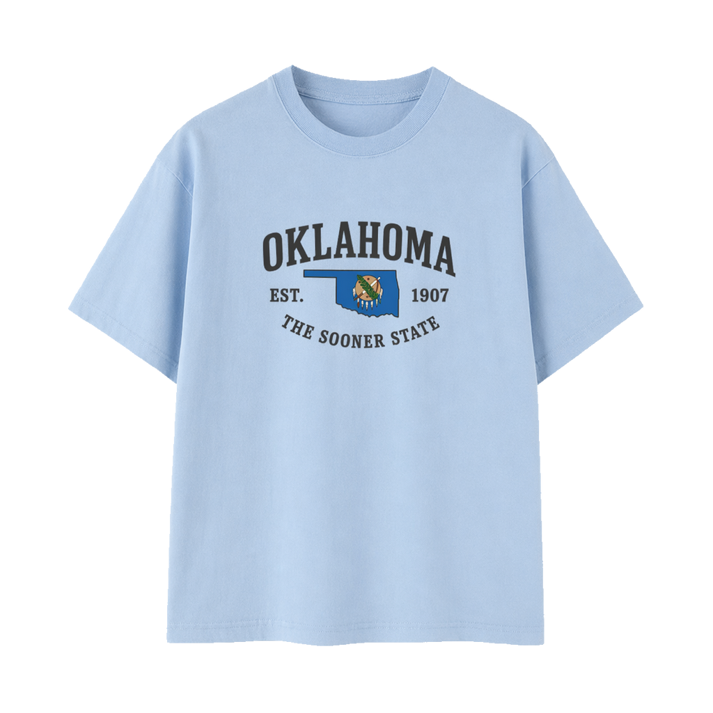 Collection 8 Oklahoma Essential Cotton T-Shirt - Light Blue front