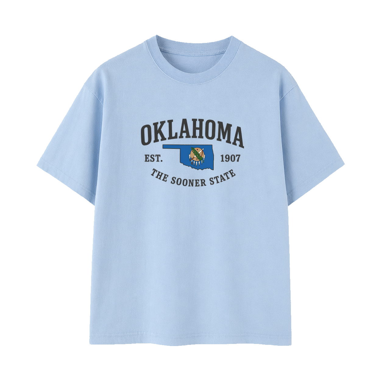 Collection 8 Oklahoma Essential Cotton T-Shirt - Light Blue front