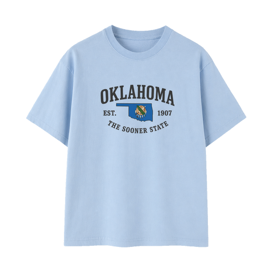 Collection 8 Oklahoma Essential Cotton T-Shirt - Light Blue front