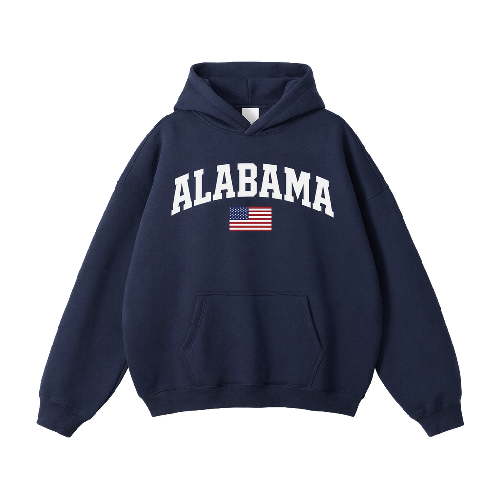 Collection 2 Alabama Oversize Fleeced Hoodie - Navy Blue front
