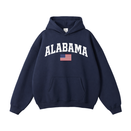 Collection 2 Alabama Oversize Fleeced Hoodie - Navy Blue front