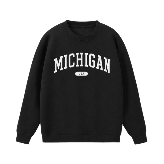 Collection 4 Michigan Essential Heavyweight Crewneck Sweatshirt - Black front