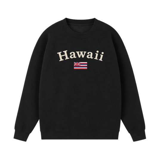 Collection 6 Hawaii Essential Heavyweight Crewneck Sweatshirt - Black front