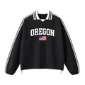 Collection 2 Oregon Contrast Striped Lapel Collar Sweatshirt - Black front