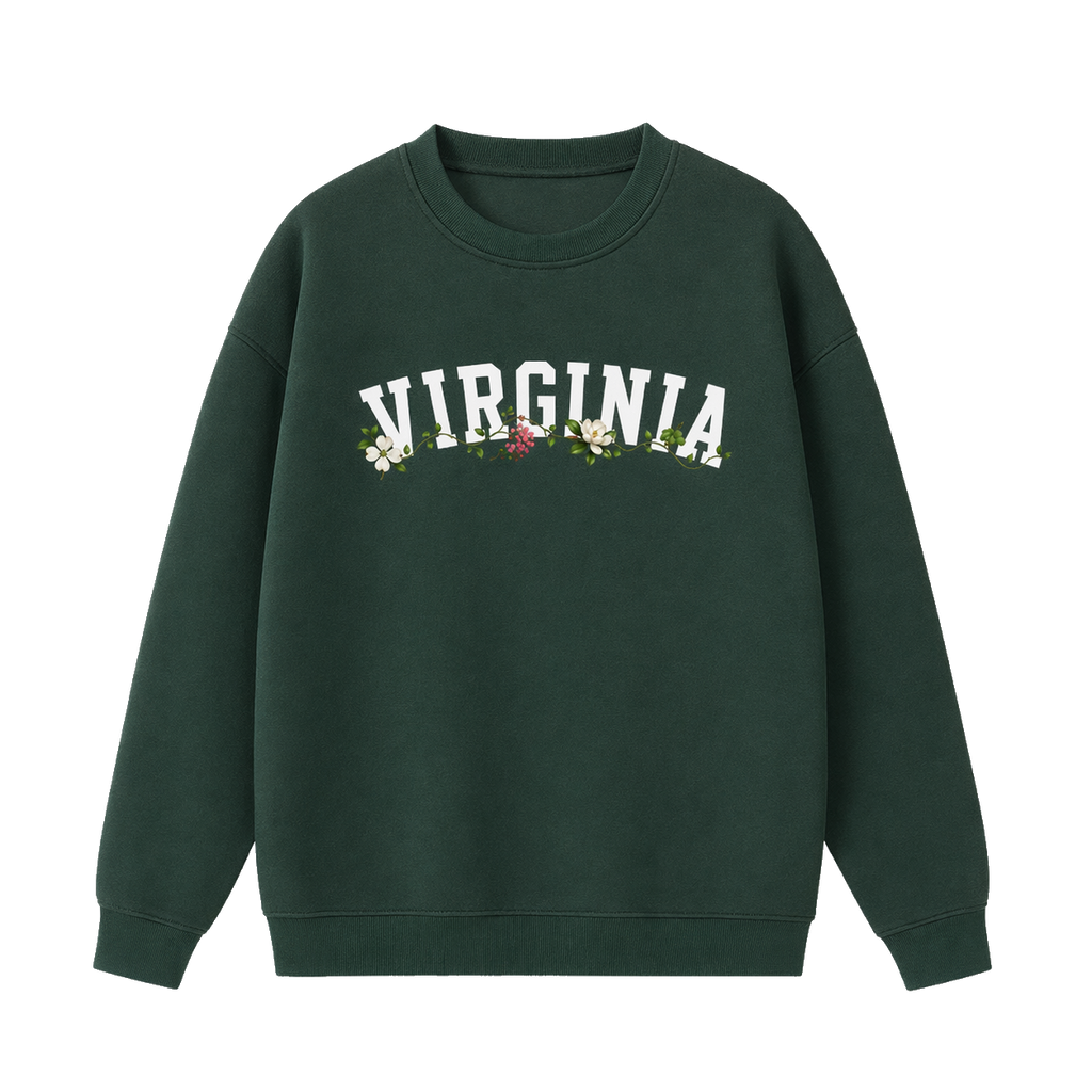 Collection 10 Virginia Essential Heavyweight Crewneck Sweatshirt - Dark Green front